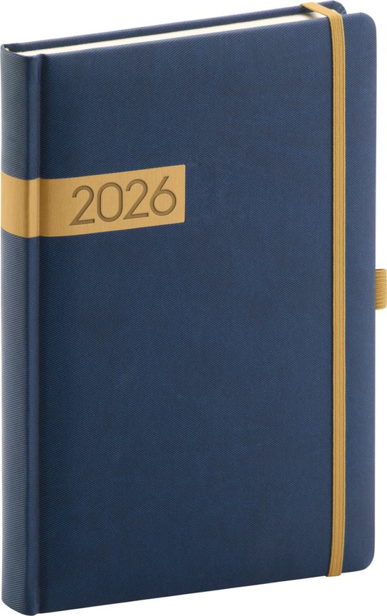 Denní diář Twill modro-zlatý 2026