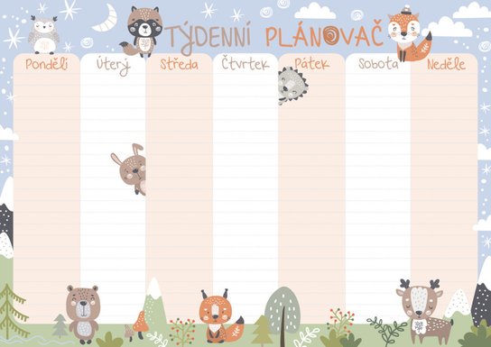 Týdenní plánovač - Zvířátka