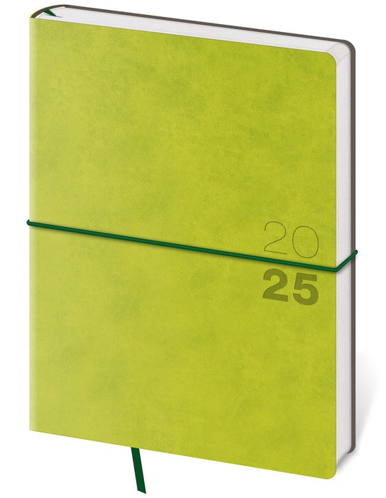 Týdenní diář 2025 A5 Flexio zelený s gumičkou -  Autor Neuveden