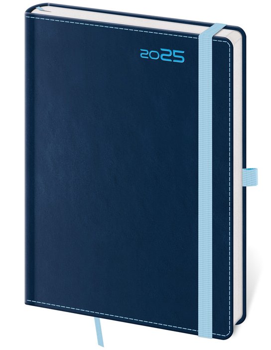 Denní diář 2025 A5 Double Blue s poutkem -  Autor Neuveden