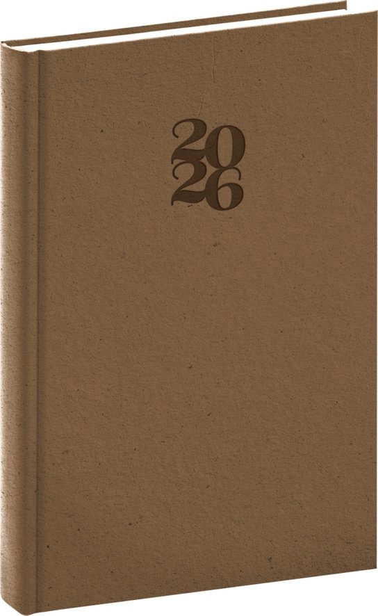 NOTIQUE denní diář Essenza 2026, oříšková barva, 15 x 21 cm