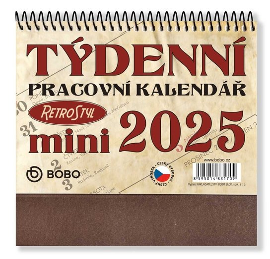 Pracovní kalendář 2025 Retro Mini - stolní kalendář -  Autor Neuveden