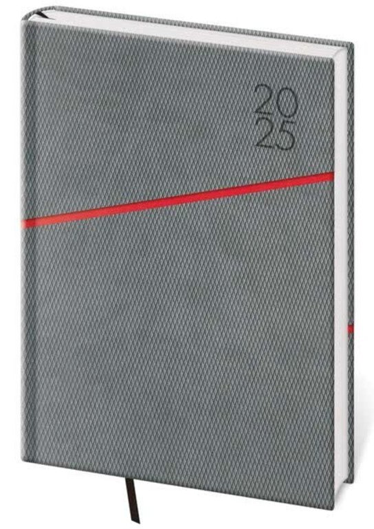 Týdenní diář 2025 A5 Grife šedo/červený -  Autor Neuveden