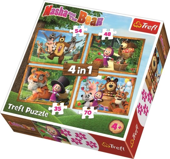Puzzle Máša a medvěd 4v1 -  Autor Neuveden