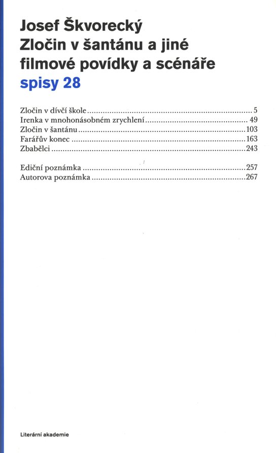 Zločin v šantánu a jiné filmové povídky a scénáře (spisy - svazek 28) -  Josef Škvorecký