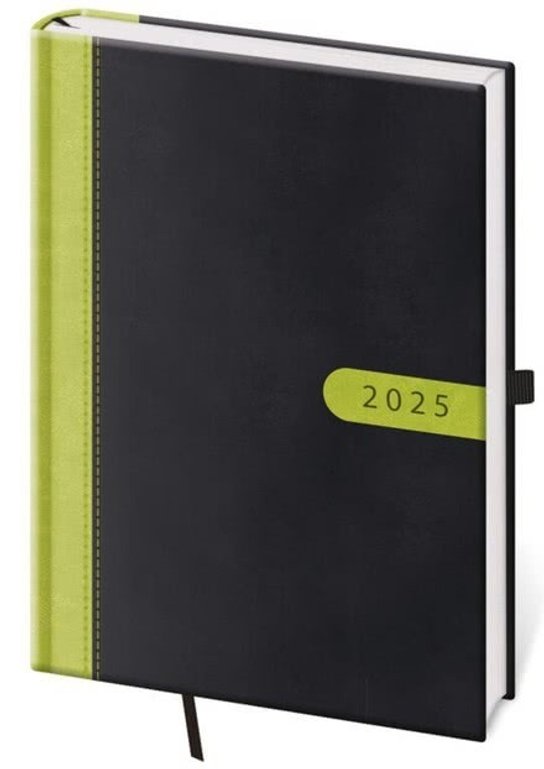 Týdenní diář 2025 A5 Bora černo/zelený -  Autor Neuveden