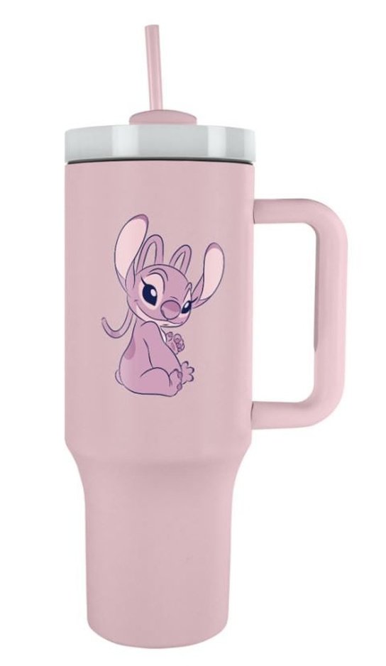 Cestovní hrnek Lilo a Stitch s růžovým brčkem